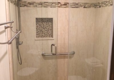 marble shower tile with backsplash